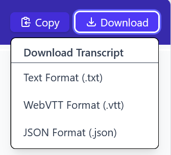Transcription interface showing URL input form
